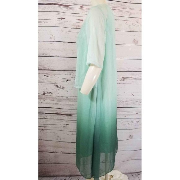 NWT FloryDay Dress Sheer Ombre Green layers emboidered ruffles Sz Medium - Picture 4 of 8